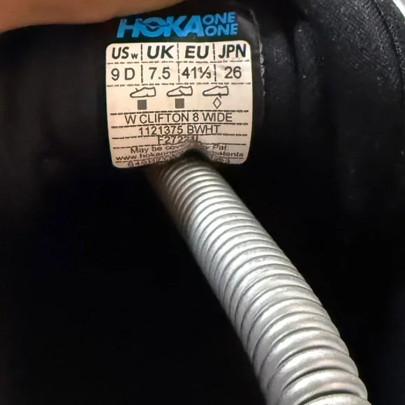 Hoka Clifton 8  Black and White Athletic Shoes - Picture 7 of 9